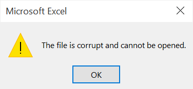 finestra errore file XLS corrotto Cosa fare se Excel dà problemi