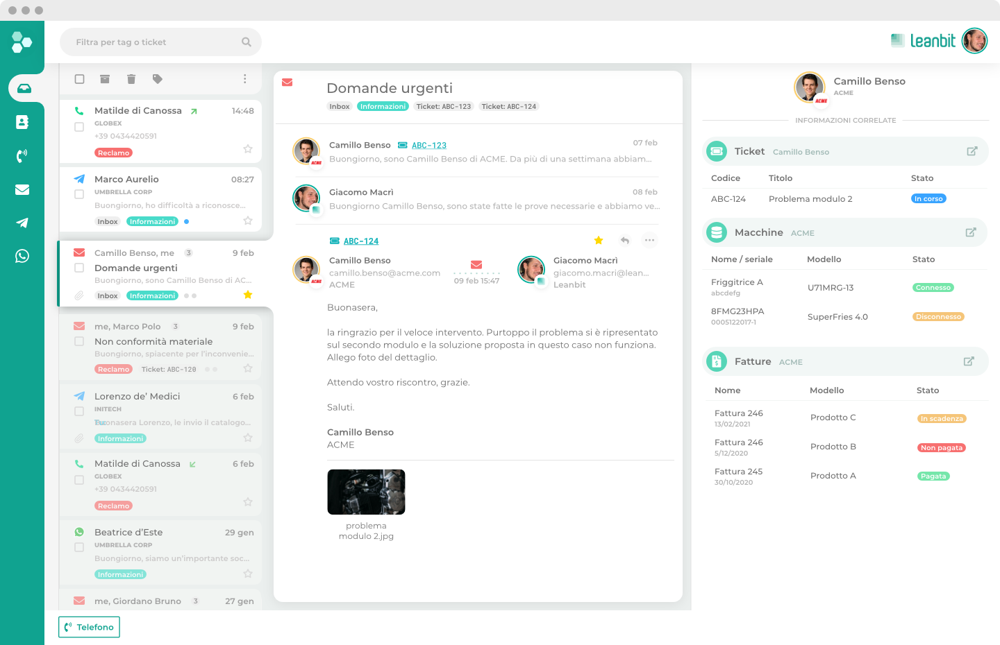 Nosco Contact Center Omnichannel Inbox Screen